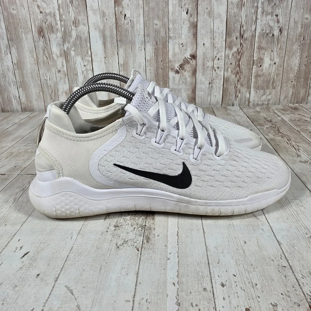 Nike Free RN 2018 Womens Running Shoes White Black 942837-100 Size 9